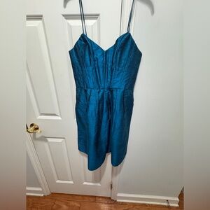 Blue Ruched Sweetheart Mini Dress size 10